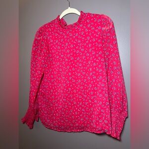 Joie Pink high neck Floral Blouse Womens size S